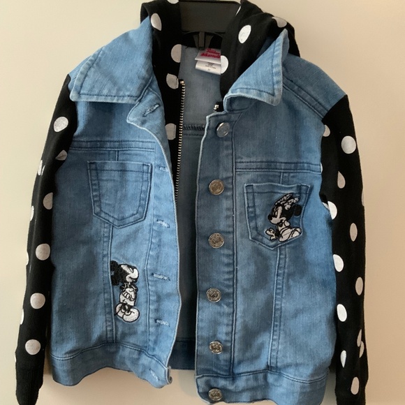 Disney Minnie Mouse Denim Polkadot Toddler Jacket 3T - Picture 1 of 4